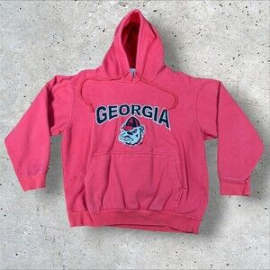 Vintage Georgia Bulldogs Hoodie Mens Medium Big Ball Sports Red 90s UGA Football